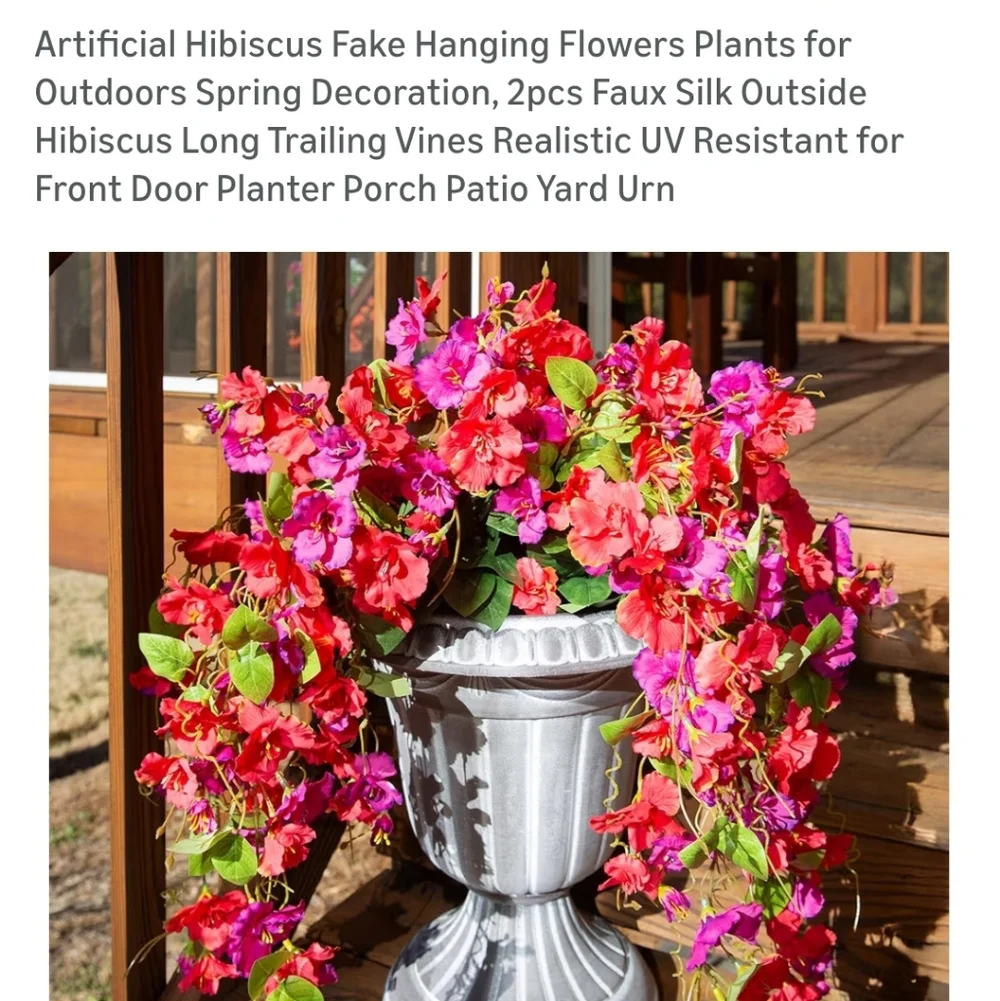 Artificial Hibiscus Hanging Flowers - Red And Purple